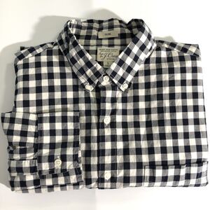 J Crew Shirt Mens L Blue Plaid Button Down Secret Wash Stretch Organic Cotton